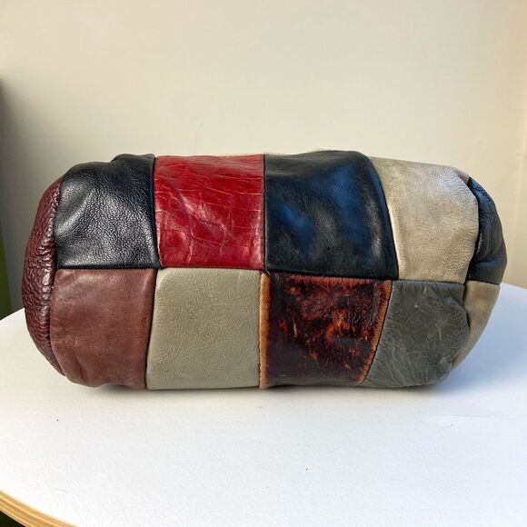 Retro VTG 70s Funky Functional Hippy Patchwork Leather Bag - Picture 2 of 11